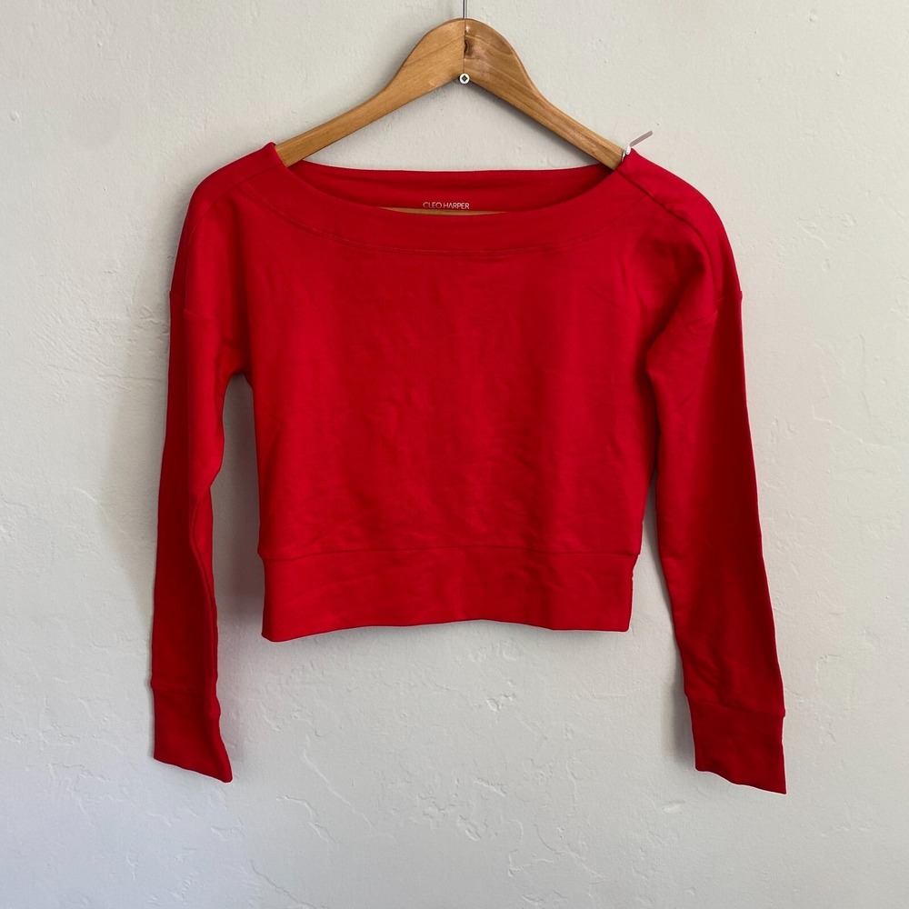 Cleo Harper Valencia Crop Top Women Size XS Red Long Sleeve New